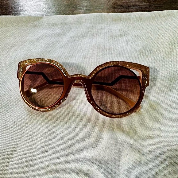 Fendi Orange Pink Glitter Cat Eye Sunglasses - Picture 2 of 8